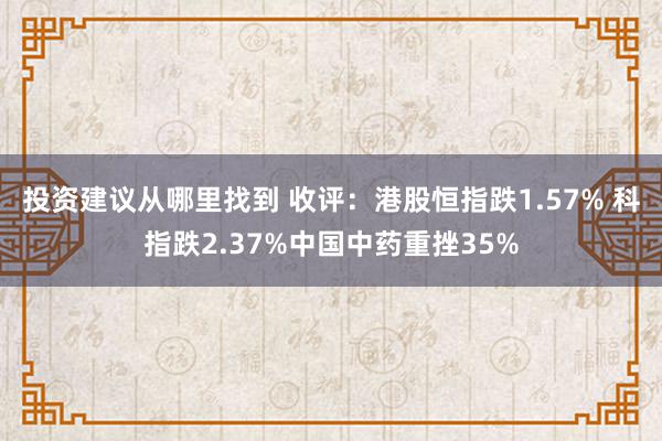 投资建议从哪里找到 收评：港股恒指跌1.57% 科指跌2.37%中国中药重挫35%