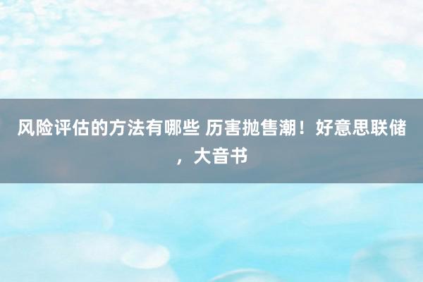 风险评估的方法有哪些 历害抛售潮！好意思联储，大音书