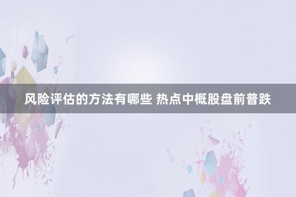 风险评估的方法有哪些 热点中概股盘前普跌