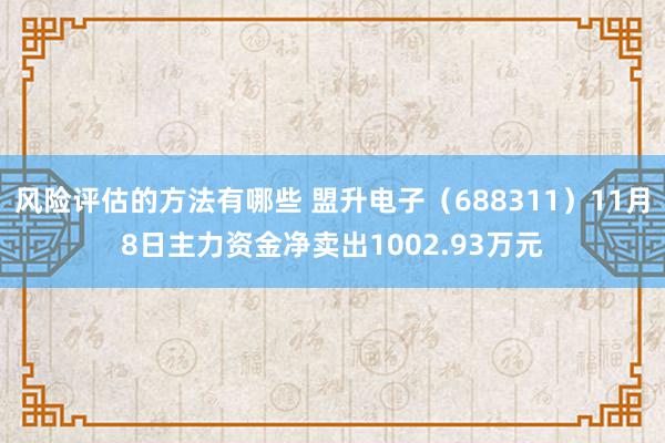 风险评估的方法有哪些 盟升电子（688311）11月8日主力资金净卖出1002.93万元