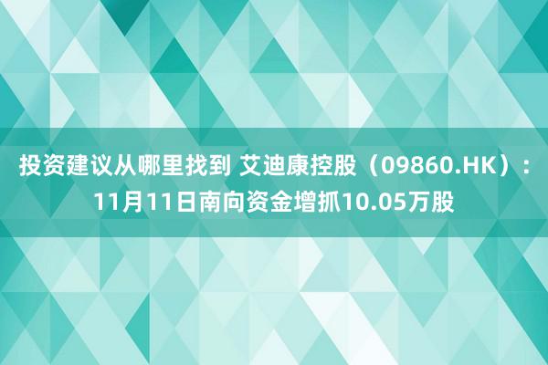 投资建议从哪里找到 艾迪康控股（09860.HK）：11月11日南向资金增抓10.05万股