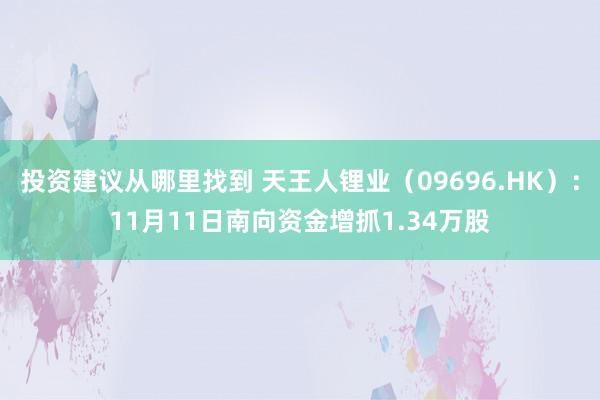 投资建议从哪里找到 天王人锂业（09696.HK）：11月11日南向资金增抓1.34万股