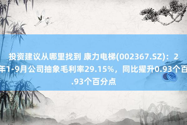 投资建议从哪里找到 康力电梯(002367.SZ)：2024年1-9月公司抽象毛利率29.15%，同比擢升0.93个百分点