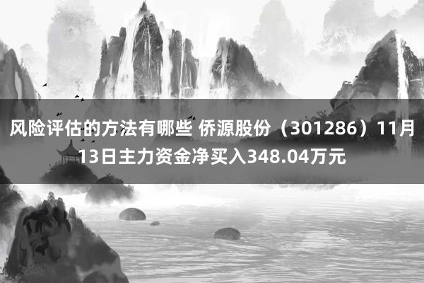 风险评估的方法有哪些 侨源股份（301286）11月13日主力资金净买入348.04万元