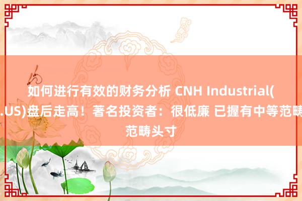 如何进行有效的财务分析 CNH Industrial(CNH.US)盘后走高！著名投资者：很低廉 已握有中等范畴头寸