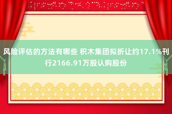 风险评估的方法有哪些 积木集团拟折让约17.1%刊行2166.91万股认购股份