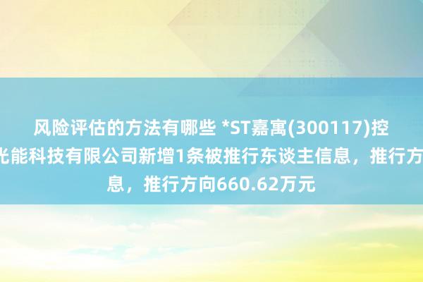 风险评估的方法有哪些 *ST嘉寓(300117)控股的徐州嘉寓光能科技有限公司新增1条被推行东谈主信息，推行方向660.62万元