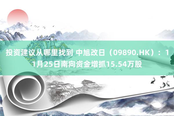 投资建议从哪里找到 中旭改日（09890.HK）：11月25日南向资金增抓15.54万股