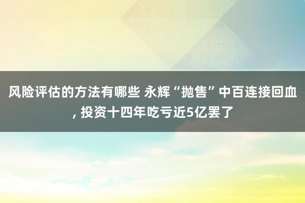 风险评估的方法有哪些 永辉“抛售”中百连接回血, 投资十四年吃亏近5亿罢了