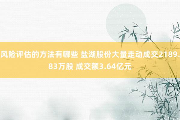 风险评估的方法有哪些 盐湖股份大量走动成交2189.83万股 成交额3.64亿元