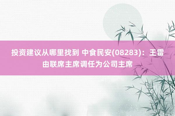 投资建议从哪里找到 中食民安(08283)：王雷由联席主席调任为公司主席