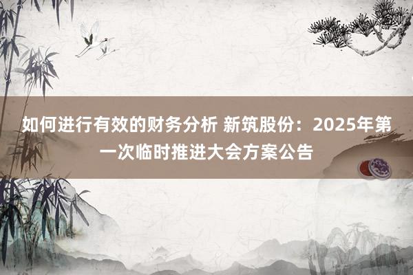 如何进行有效的财务分析 新筑股份：2025年第一次临时推进大会方案公告