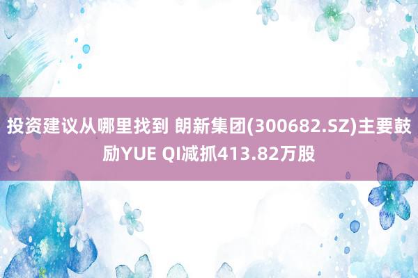 投资建议从哪里找到 朗新集团(300682.SZ)主要鼓励YUE QI减抓413.82万股