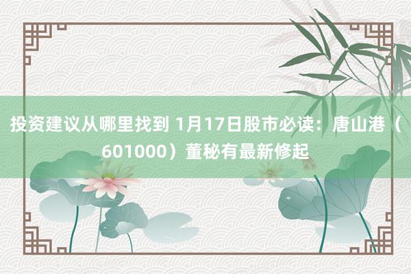 投资建议从哪里找到 1月17日股市必读：唐山港（601000）董秘有最新修起