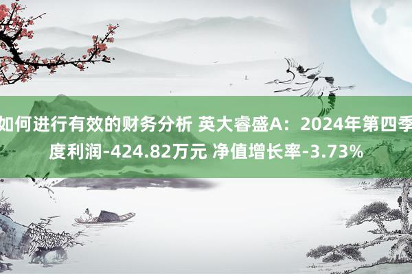 如何进行有效的财务分析 英大睿盛A：2024年第四季度利润-424.82万元 净值增长率-3.73%