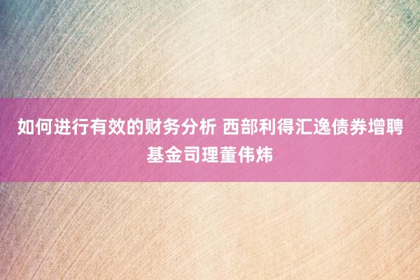 如何进行有效的财务分析 西部利得汇逸债券增聘基金司理董伟炜