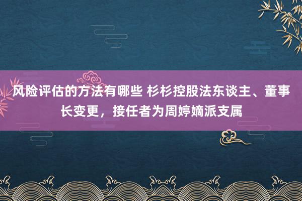 风险评估的方法有哪些 杉杉控股法东谈主、董事长变更，接任者为周婷嫡派支属