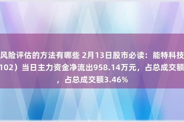 风险评估的方法有哪些 2月13日股市必读：能特科技（002102）当日主力资金净流出958.14万元，占总成交额3.46%