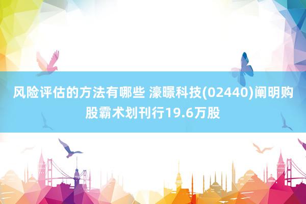 风险评估的方法有哪些 濠暻科技(02440)阐明购股霸术划刊行19.6万股