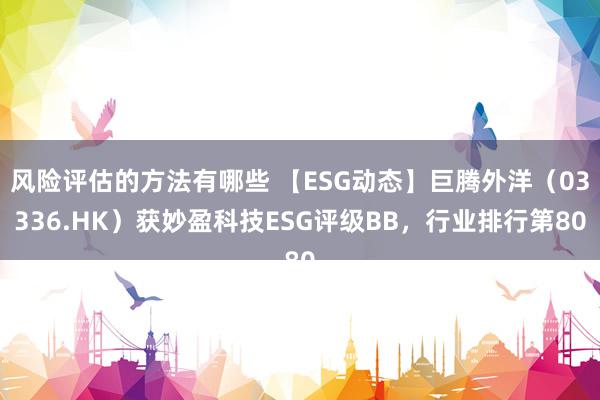 风险评估的方法有哪些 【ESG动态】巨腾外洋（03336.HK）获妙盈科技ESG评级BB，行业排行第80