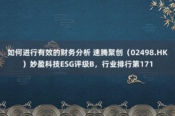 如何进行有效的财务分析 速腾聚创（02498.HK）妙盈科技ESG评级B，行业排行第171