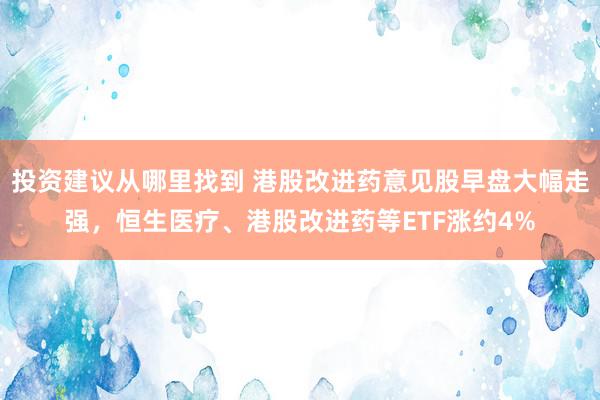 投资建议从哪里找到 港股改进药意见股早盘大幅走强，恒生医疗、港股改进药等ETF涨约4%